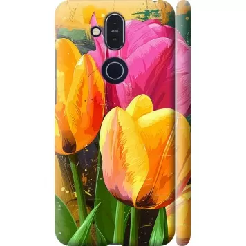 Чехол на Nokia 8.1 Нарисованные тюльпаны
