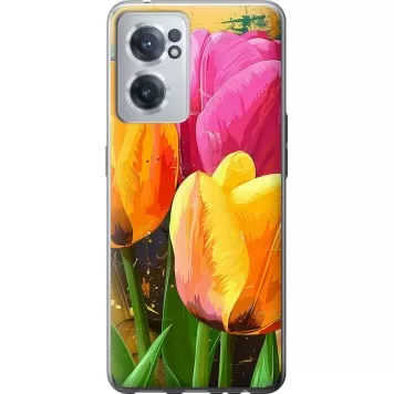 Чехол на OnePlus Nord CE 2 Нарисованные тюльпаны