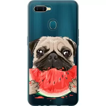 Чехол на Oppo A12 Мопс и арбуз
