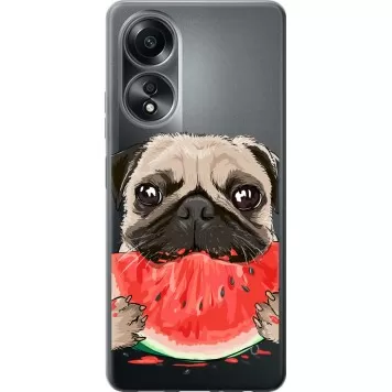 Чехол на Oppo A58 4G Мопс и арбуз