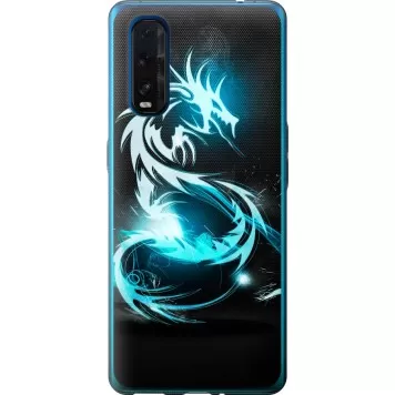 Чохол на Oppo Find X2 Біло-блакитний вогненний дракон