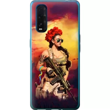 Чехол на Oppo Find X2 Украинка с оружием