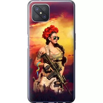 Чехол на Oppo Reno 4 Z Украинка с оружием