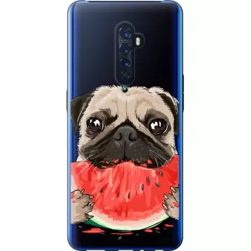 Чехол на Oppo Reno 2 Мопс и арбуз