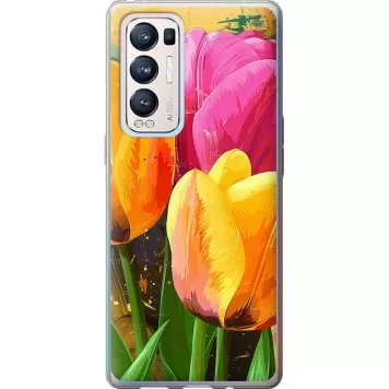 Чохол на Oppo Reno5 Pro Plus Намальовані тюльпани