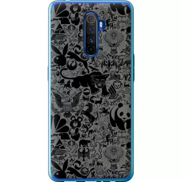 Чехол на Realme X2 Pro Чёрно-серый стикер бомбинг