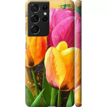 Чехол на Samsung Galaxy S21 Ultra (5G) Нарисованные тюльпаны
