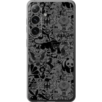 Чехол на Samsung Galaxy S24 Чёрно-серый стикер бомбинг