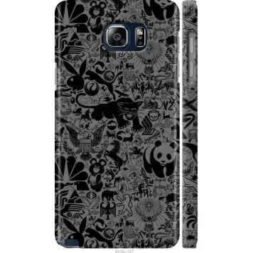 Чехол на Samsung Galaxy Note 5 N920C Чёрно-серый стикер бомбинг