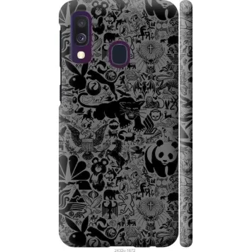 Чехол на Samsung Galaxy A40 2019 A405F Чёрно-серый стикер бомбинг