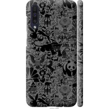 Чехол на Samsung Galaxy A50 2019 A505F Чёрно-серый стикер бомбинг