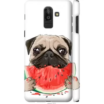 Чехол на Samsung Galaxy J8 2018 Мопс и арбуз