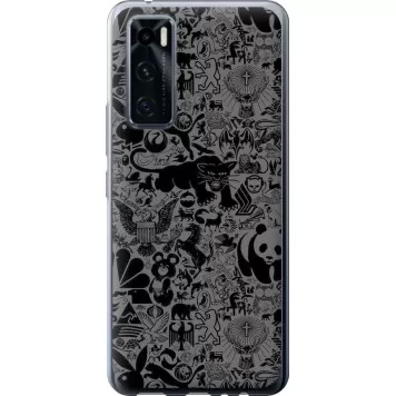 Чохол на Vivo V20 SE Чорно-сірий стікер бомбінг
