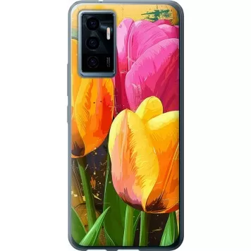 Чехол на Vivo V23e Нарисованные тюльпаны