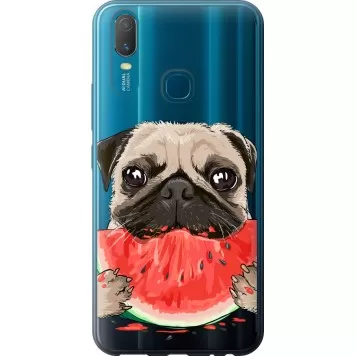 Чехол на Vivo Y11 Мопс и арбуз