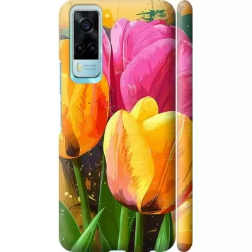 Чехол на Vivo Y53s Нарисованные тюльпаны