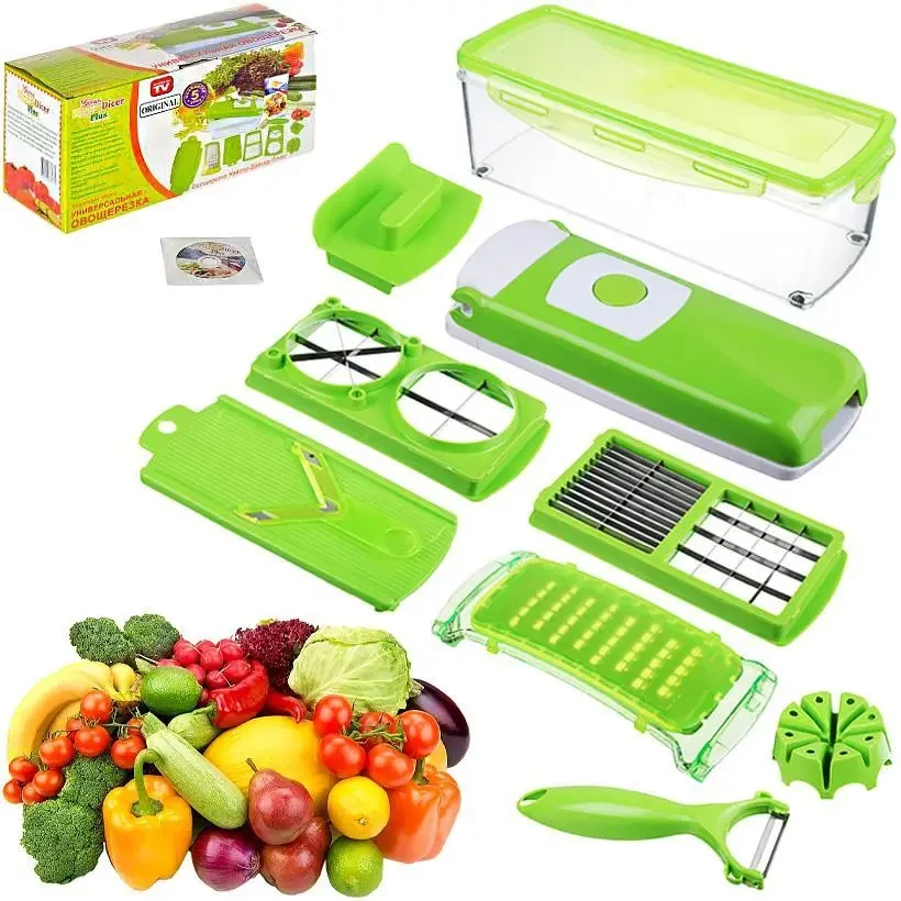 Овочерізка з насадками та контейнером 1.5 л для нарізування Nicer Dicer X3-180 29×14×12 см
