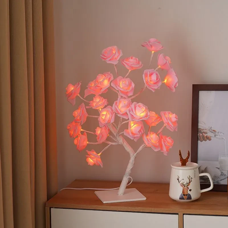 Светодиодное дерево, "Розовые Розы" (NNG-05) (24 LED (теплый свет) 220V)