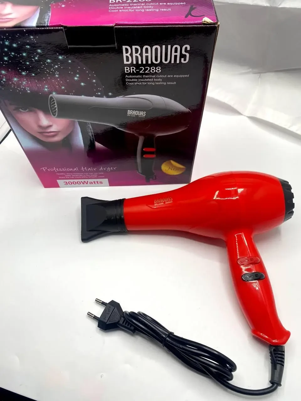 Фен для волос с защитой от перегрева Braouas br-2288 3000w