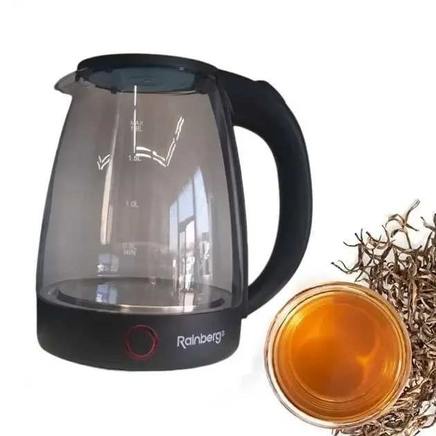 УЦЕНКА! Стеклянный чайник Rainberg RB-2240 Дисковый 2200W (Плохая упаковка 3188)