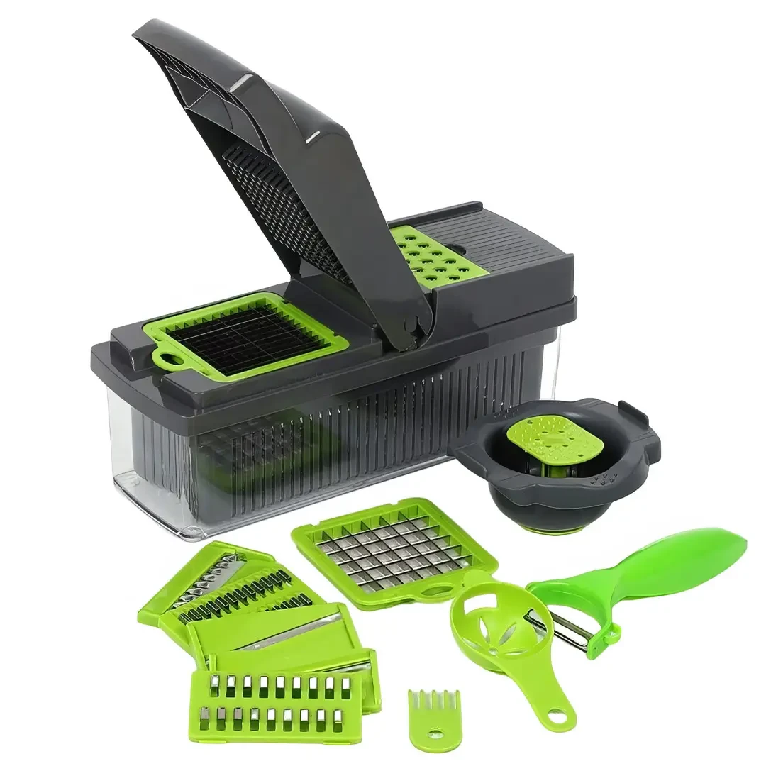 Багатофункціональна овочерізка зі змінними насадками 14в1 Vegetable Salad Cutter Терка для овочів із контейнером